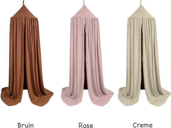 Honeybears Klamboe Creme 270CM – Baby klamboe meisjes/jongens- Katoen – Polyester – Hemeltje -Kinderklamboe – Baby Sluier - Bedtent — afbeelding 3