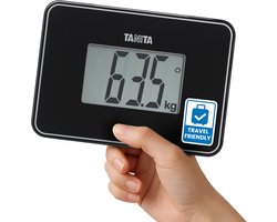 s Werelds Kleinste Digitale Mini Personenweegschaal - Kleine Weegschaal - Reisformaat met Beschermhoes - Zwart - TANITA® HD-386