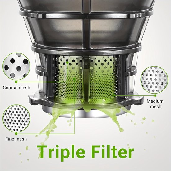 Slowjuicer - Langzame Juicer - Sapcentrifuge - Fruitpers - Groentepers - Ruime Vulopening 135 Mm - Grote Inhoud 1,8 Liter - Zilver van Corenia — afbeelding 5