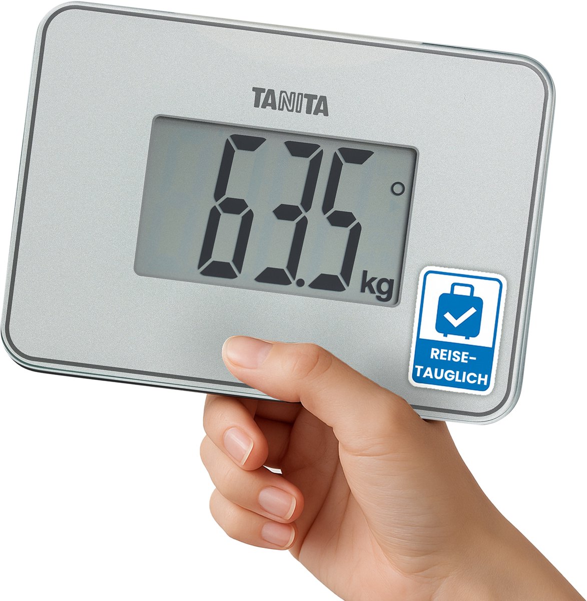 TANITA HD-386 - 's Werelds Kleinste Personenweegschaal - Mini Weegschaal 19x13,5x2cm - tot 150 kg - Ideaal voor Reizen en Kleine Ruimtes - Wit