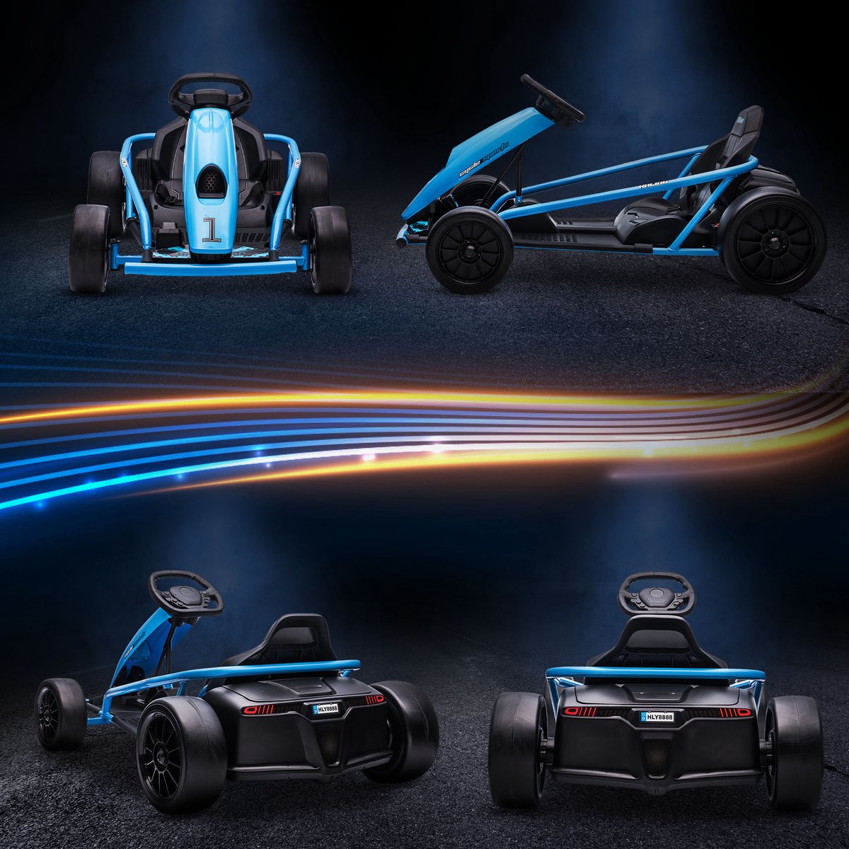 HOMCOM Elektrische Kart voor Kinderen Kunststof, Metaal 115L x 77B x 54H cm Blauw — afbeelding 7