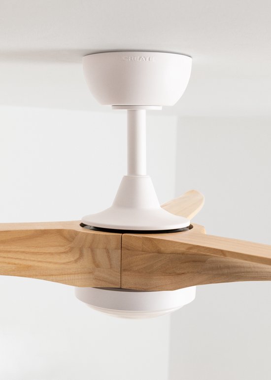 CREATE / WIND BALANCE/plafondventilator wit natuurlijk hout met afstandsbediening / 40 W, stil, 132 cm, 6 snelheden, programmeerbaar, zomer-winterfunctie