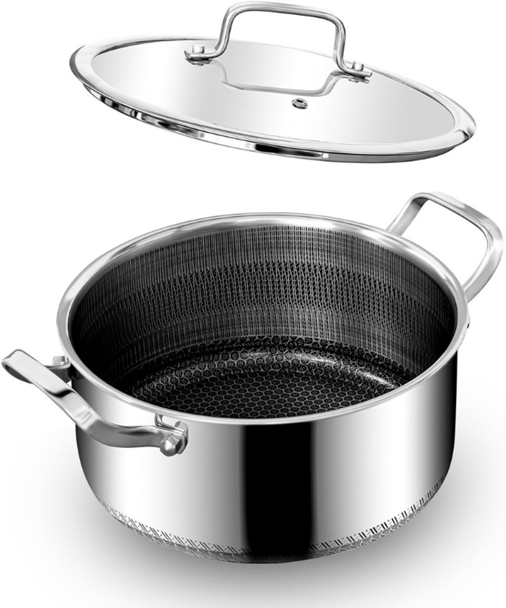 Thuys – Roestvrijstalen Koekenpan – Met Deksel – 5 Liter – 24 cm – Inductiegeschikt – PFOA – Vrij – Duurzaam