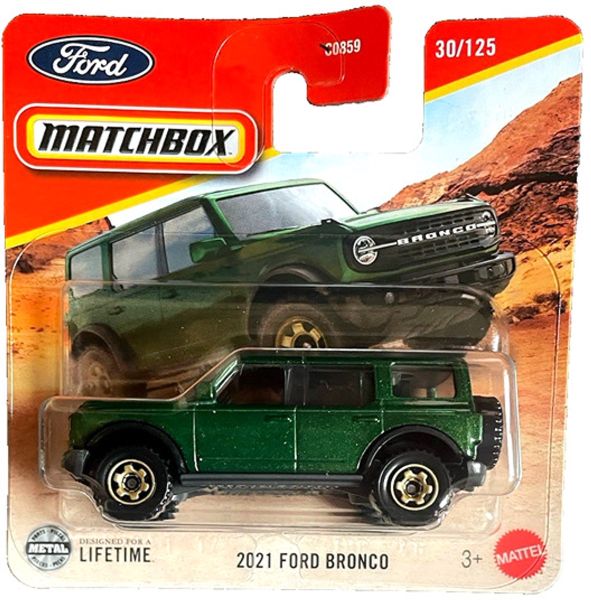 MATCHBOX 2021 FORD BRONCO METALIC GREEN 30/125 1:64 METAL SHORT CART