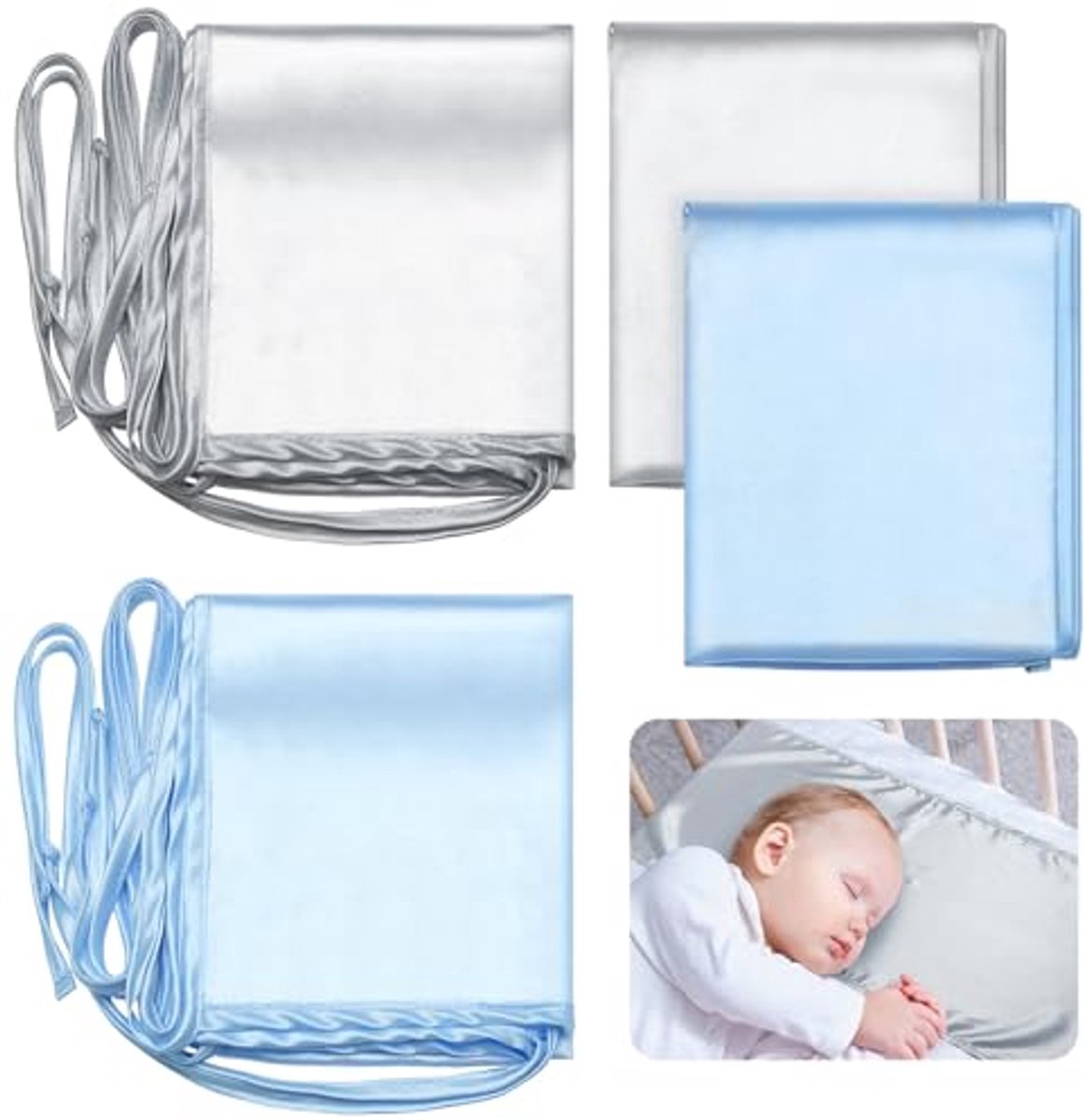 Image of 2 Stuks Satijnen Wieglaken voor Baby - Zachte & Zijdezachte Baby Wiegaankleding