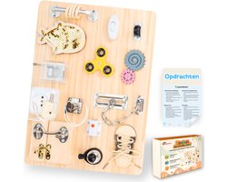 Busy Board - FSC Hout - Met Opdrachten - Activiteitenbord - Activity Board - Montessori Activiteitenboek - Busy Book - Sensorisch Speelgoed