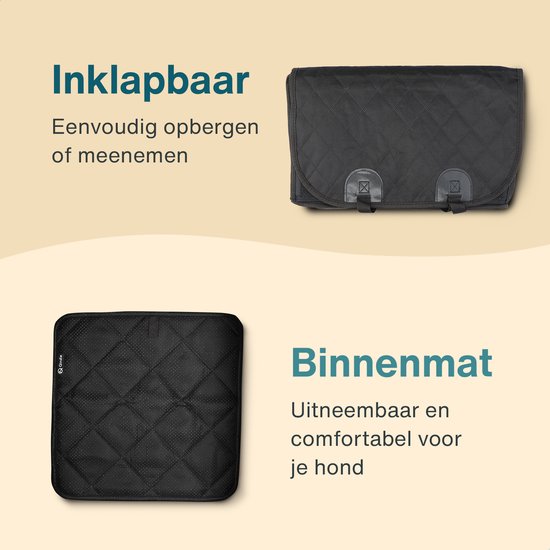 Qindie – Hondenautostoel – Veilig hondenzitje auto met verstelbaar hondentuigje – Waterdichte 600D Oxford automand – Opvouwbare autostoel voor kleine honden – Zwart