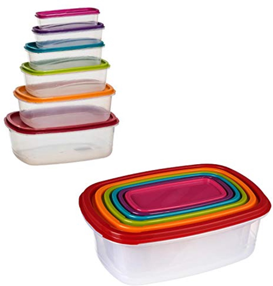 Luchtdichte Voedseldozen - Set van 6 Rechthoekige Opbergdozen voor Koelkast, Vriezer en Magnetron