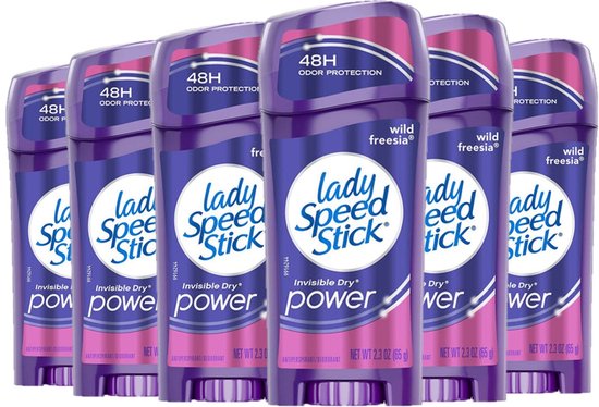 Lady Speed Stick Wild Freesia Invisible Dry Power Déodorant Femme - 6 x 65g - Taille XL Deo Stick - Déodorant Femme Value Pack