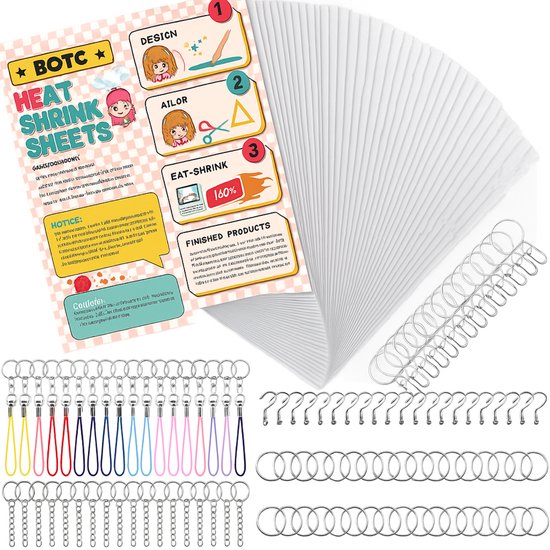 BOTC Krimpfolie set - 70-Delig Inclusief Accessoires - Krimpie Dinkie Pakket - Sieraden en sleutelhangers maken