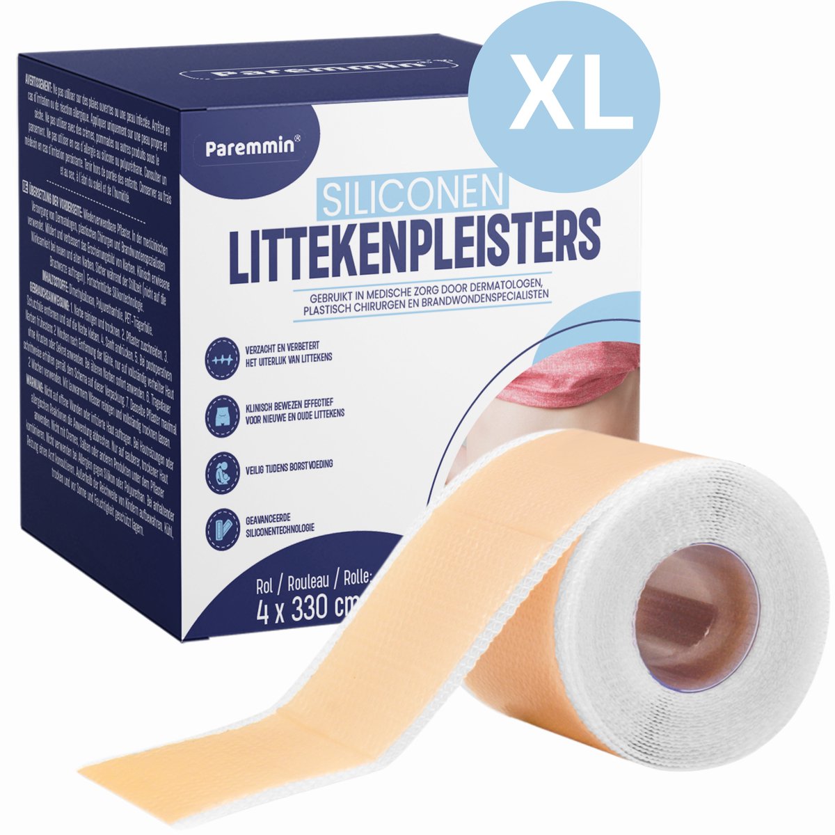 Siliconen Litteken Pleister Rol XL (4 x 330 cm) – Vervager - Scar Sheets – Littekens Pleisters Tape