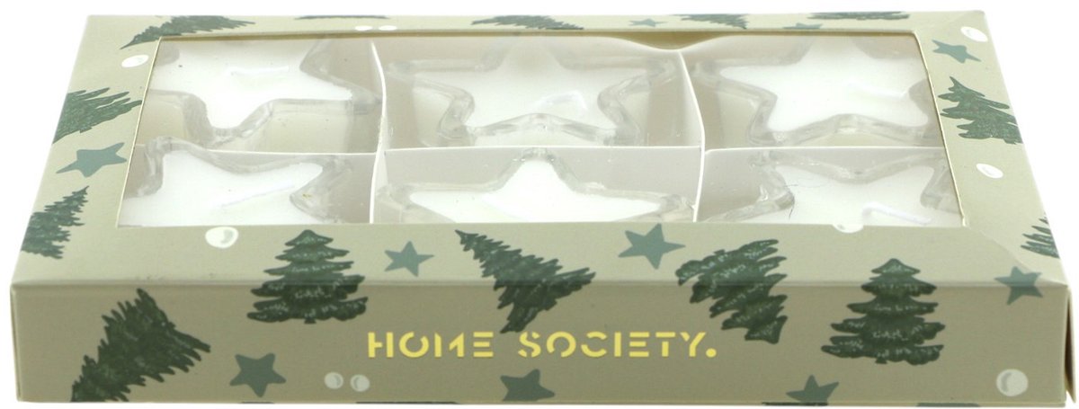 Home Society - Ster Kaarsjes in Geschenkverpakking (6 stuks) - Wit