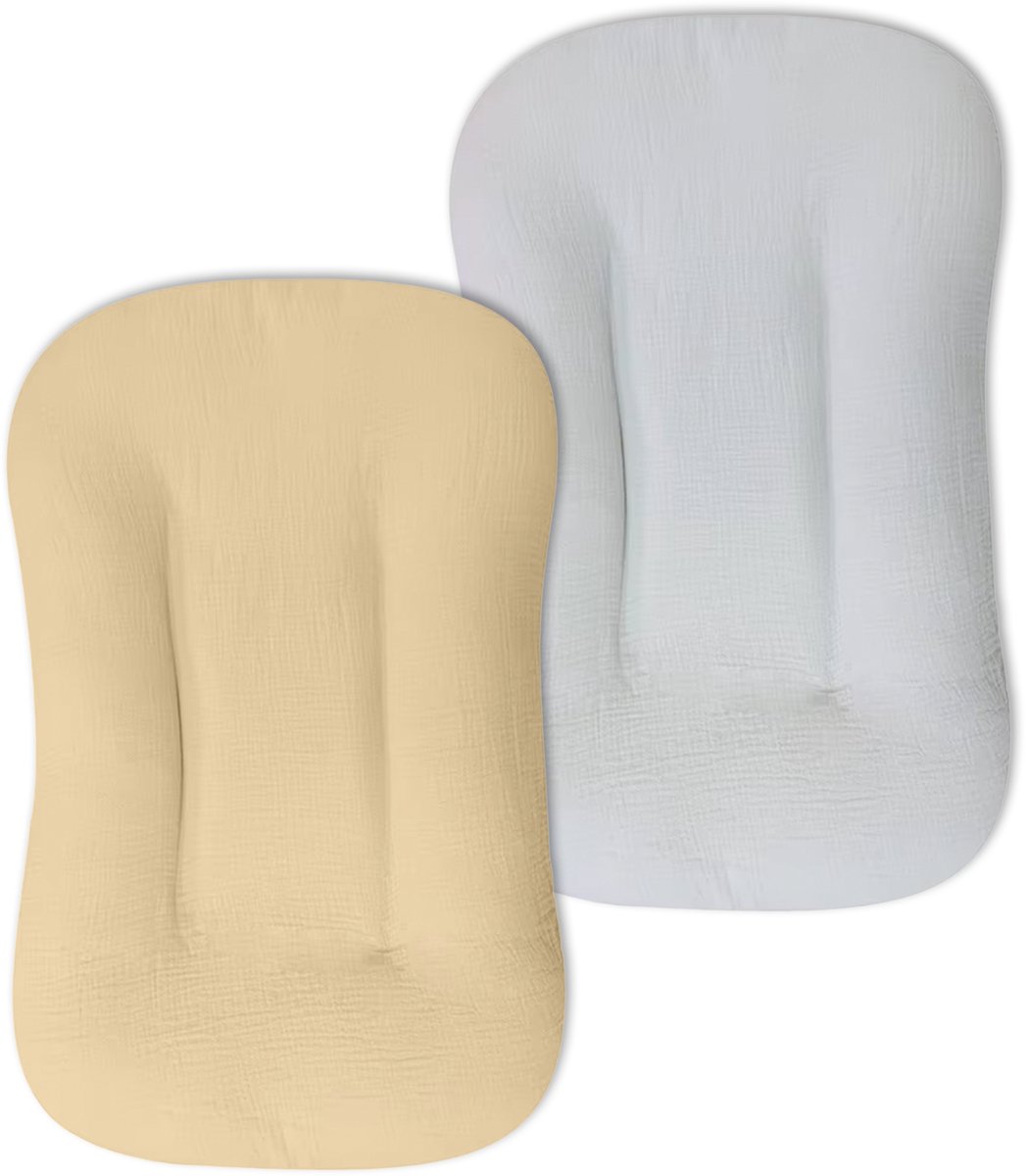 Honeybears Babynestje – Babynest – Babynestjes - Wasbaar baby nestje – Beige en grijze hoes – 78 x 50 cm