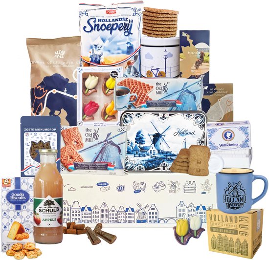 Kerstpakket - Geschenkpakket - Holland Pakket 2 - Pakket met diverse Hollandse lekkernijen en cadeautjes
