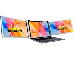 Fubzz Draagbare Monitor - 15 Inch Drievoudig Scherm - Laptopuitbreidingsscherm - 1920x1080 Resolutie - Eenvoudige Installatie - Zilver