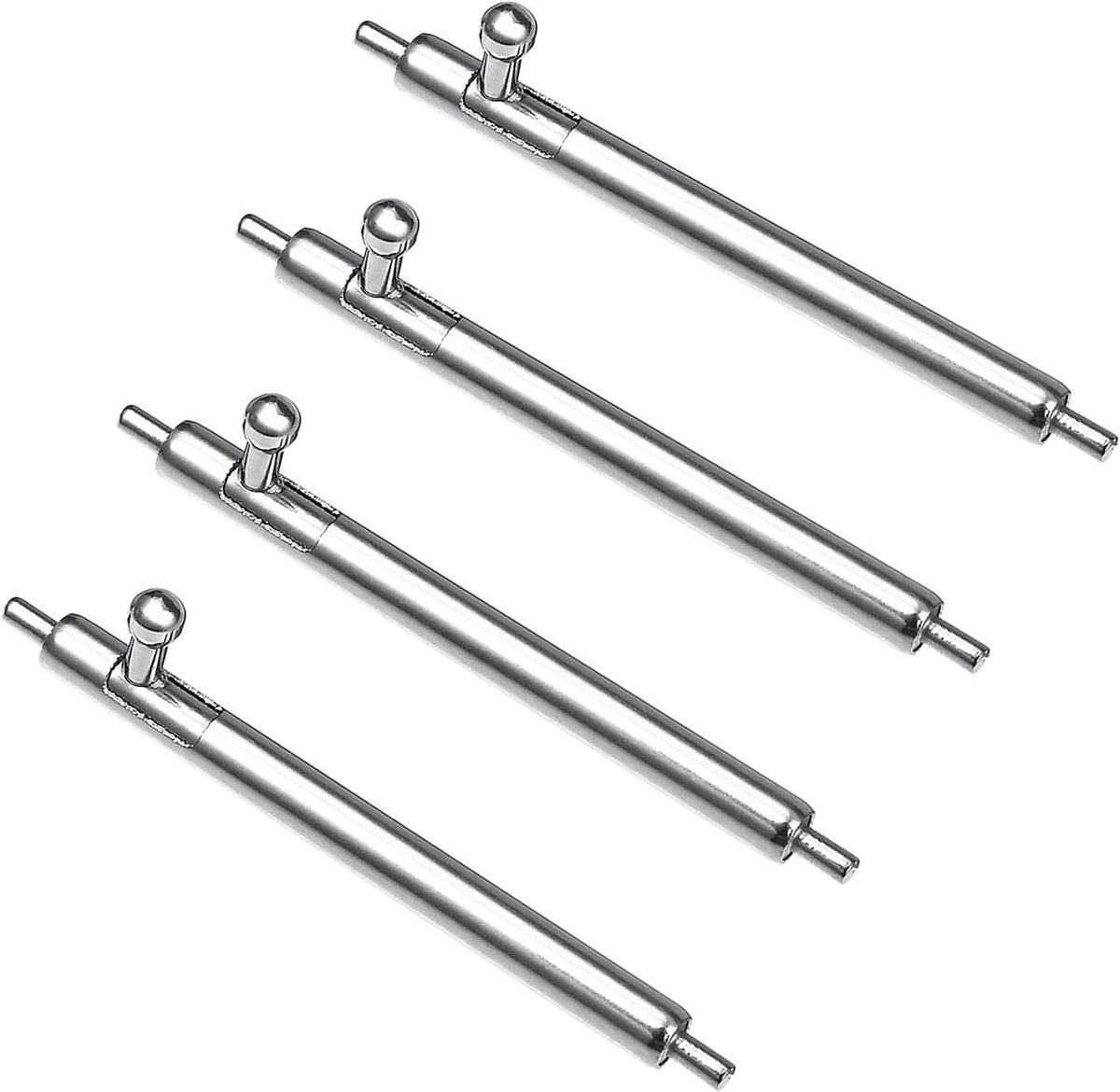 Veerpennen met snelsluiting, reservepennen voor armbanden, roestvrij staal, diverse maten - set van 4