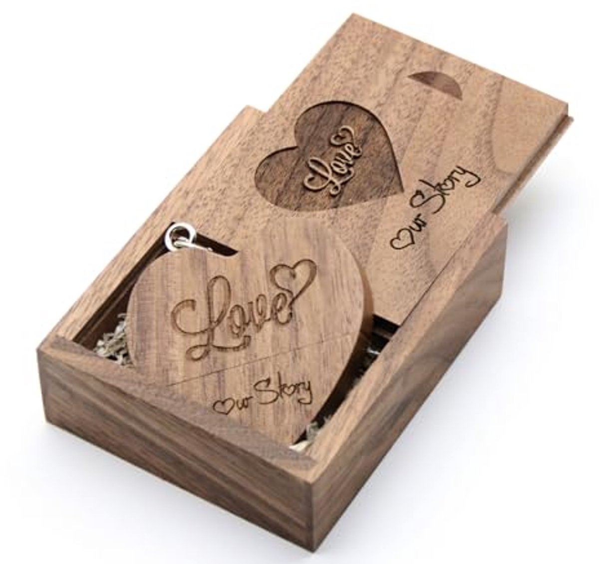 64 GB Houten USB-flashdrive met Graveerontwerp voor Bruiloft en Cadeaus