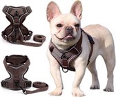 Ceinture de sécurité anti-traction en maille respirante pour chats et chiens de petite et moyenne taille, réglable, réfléchissante, légère et étanche (marron, XL)