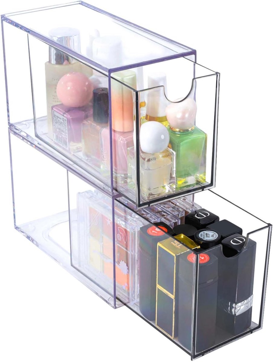 Candala – Make-up organizer – Set van 2 – Acryl – Transparant