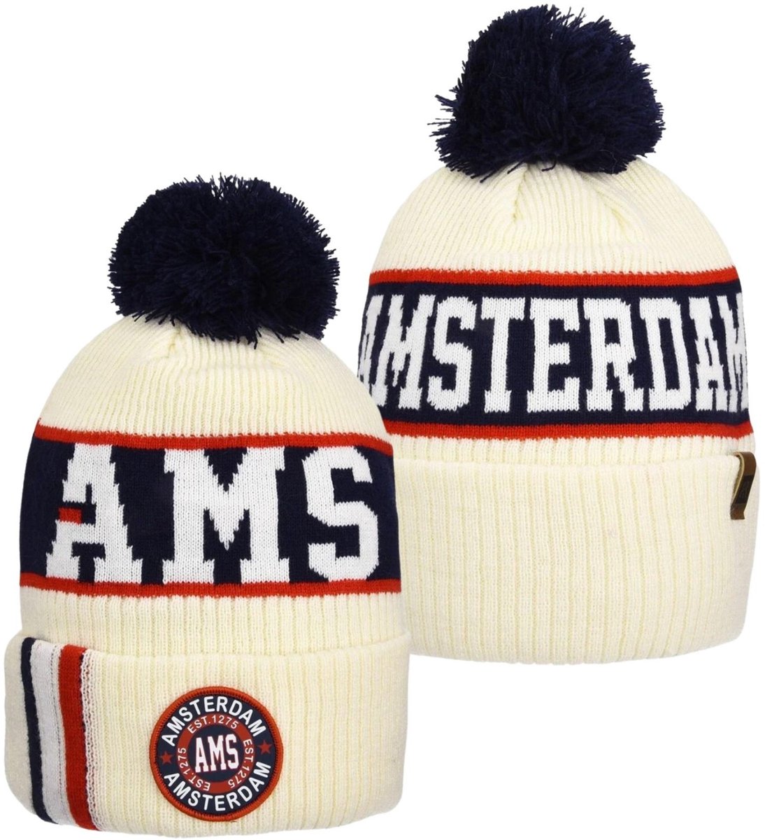 Robin Ruth - Korte Muts Amsterdam - Wit - Beanie Amsterdam patch
