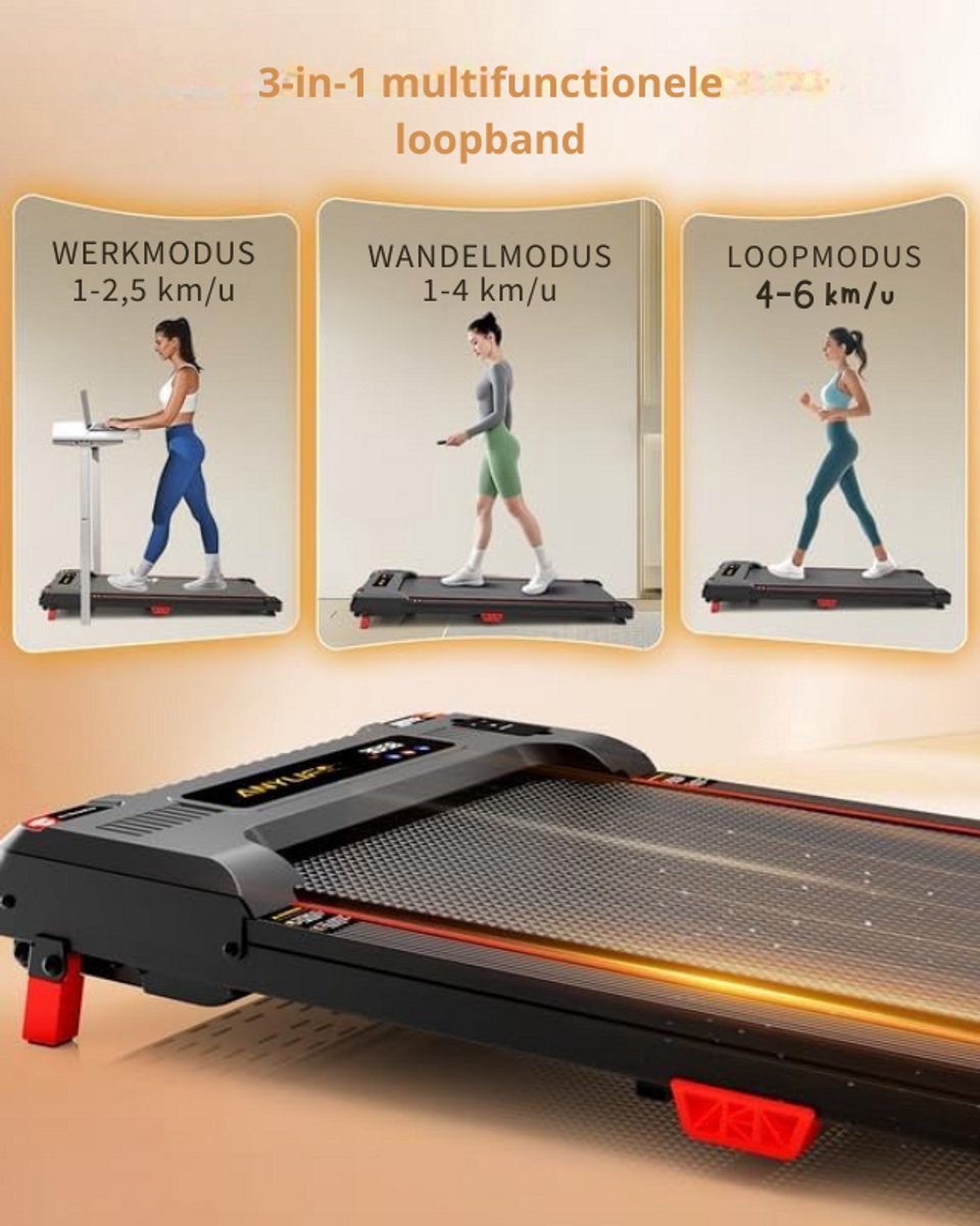 Afbeelding 2 van Loopband Walking Pad - Compacte Loopmat met Helling - Stille Treadmill met LED Display - Loopmachine voor Thuis tot 150 kg