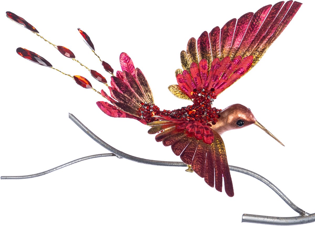 Goodwill Kerstbal Vogel-Kolibrie op Klip Rood-Goud 20 cm Goodwill Kerstbal Vogel-Kolibrie op Klip Rood-Goud 20 cm - Image 1