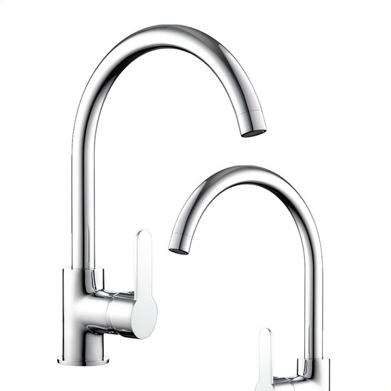 Keukenkraan SIFA01 – Hoge Flexibele Keukenkraan met 360° Draaibare Siliconen Uitloop (54 cm) – Modern Design in Zilvergrijs