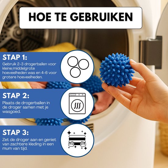 Balles de séchage Boncy® - 6 pièces Blauw - Balles de séchage pour Sèche-linge - Cadeau économe en énergie et durable - Balles de séchage - Balles de lavage pour sèche-linge - Balles de séchage en laine - Vizirettes de lavage pour machine à laver