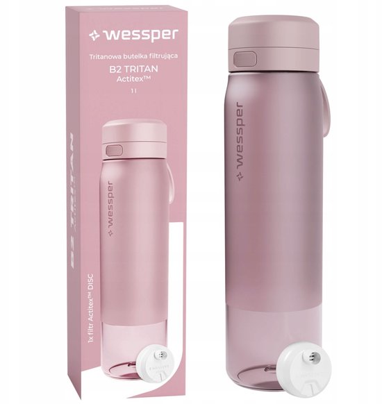 Wessper glazen waterfilterkan, 1 liter, kan met Actitex Disc