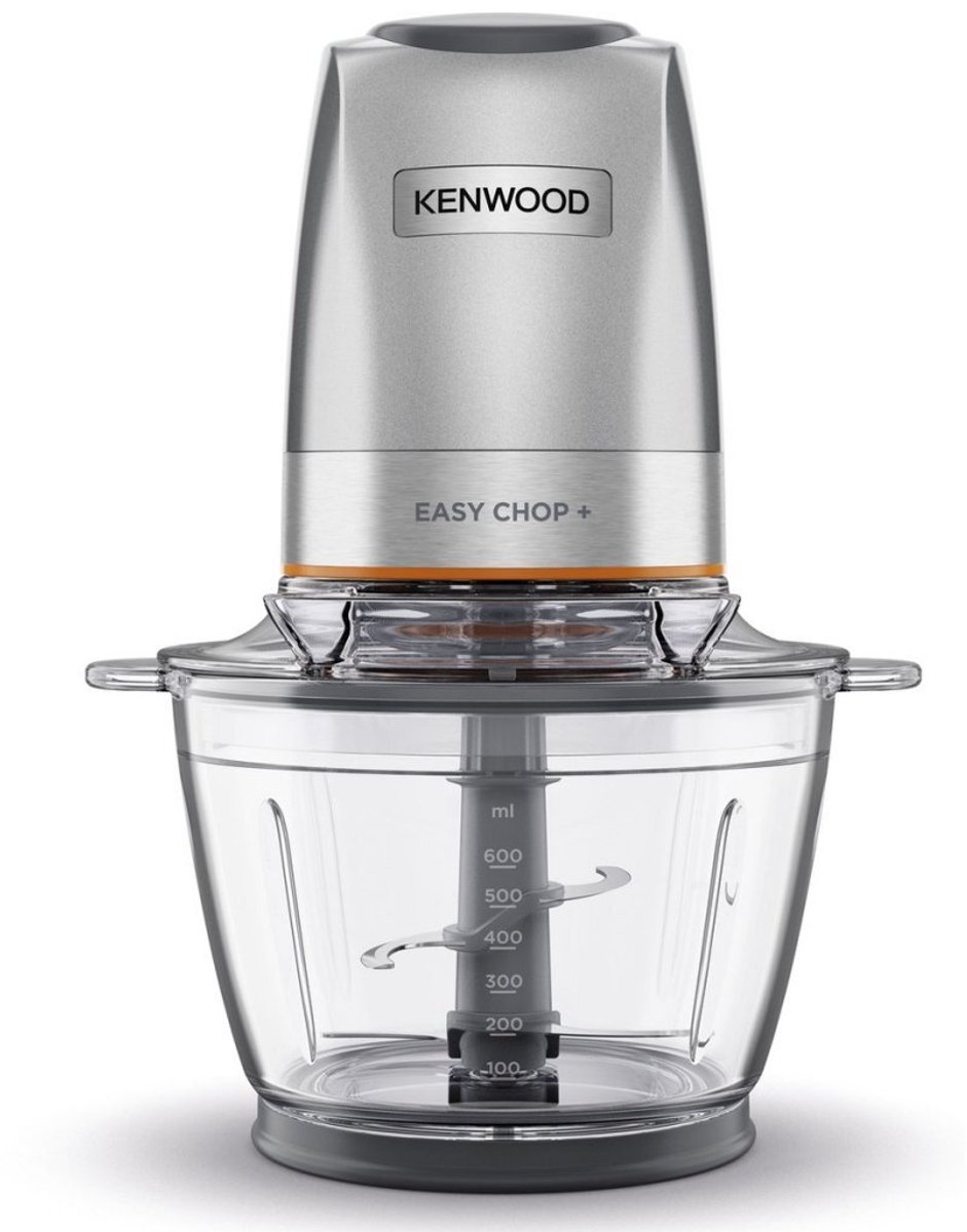 Kenwood CHP62.400SI Easy Chop+ hakmolen, nieuw model 2023, 4 messen van staal, glazen behuizing, 2 snelheden, 0,6 l kom, vermogen 500 watt, ijsversnipperaar, inclusief deksel en spatel
