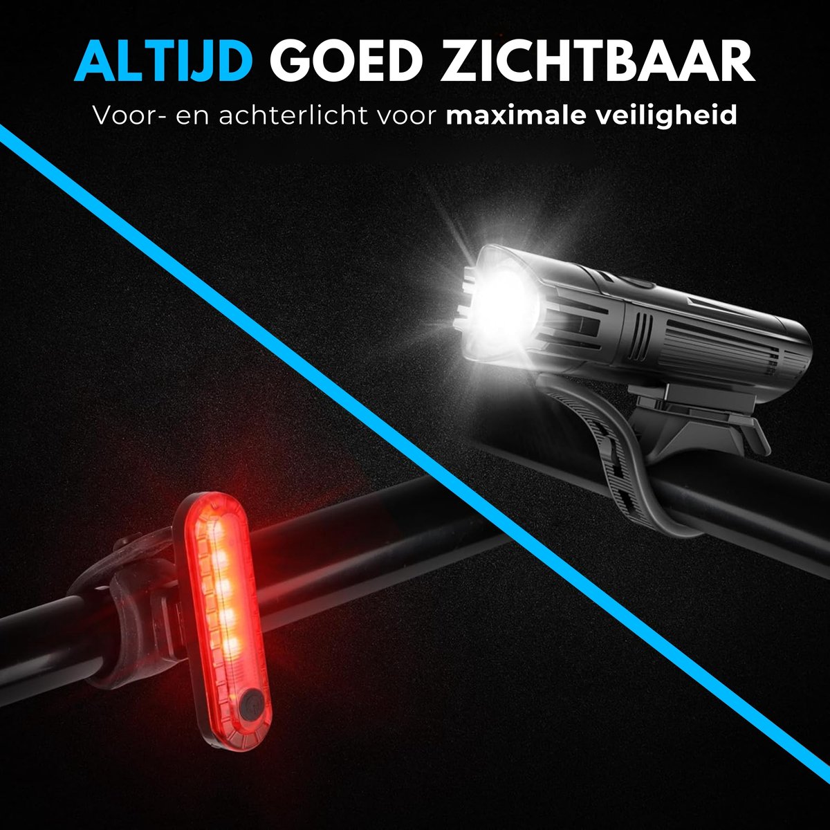 Boncy® Premium Fietslamp Set - USB Oplaadbaar - Fietsverlichting Voorlicht & Achterlicht Fiets - Fietslicht LED Verlichting Voor en Achter - Oplaadbare Fietslampjes Wit & Rood - Koplamp Fietslichten Voorlamp & Achterlamp - Mountainbike Licht Lamp thumbnail 6