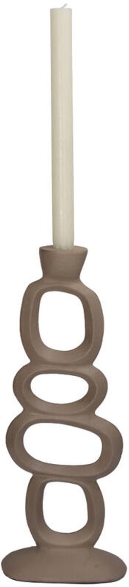 Kandelaar - Organisch - Beige - 15x7x37cm