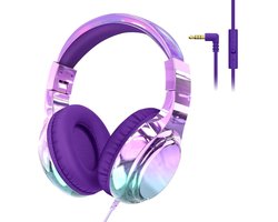StayPowered Kinderkoptelefoon - Veilig & Comfortabel Luisteren - Volumebegrenzing 85/94 dB - Verstelbaar & Opvouwbaar - Zachte Over-Ear Kussens - Ingebouwde Microfoon - 3.5 mm Aansluiting - Paars/Blauw - Levering Sneller dan Aangegeven!