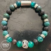 Bracelets Dragon - Bracelet Homme - Agate Dragon Verte - Natuursteen - Argent