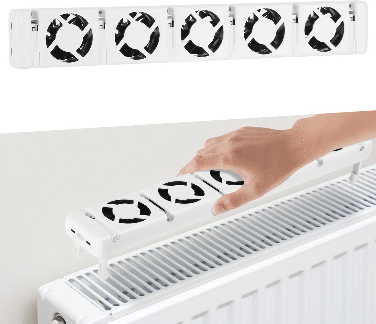 Radiator Ventilator Stille Ventilator voor Radiatoren - Universele Magnetische Aansluiting Mono set 5 ventilatoren