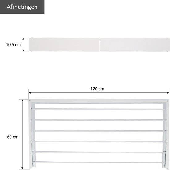 Vitapur Droogrek voor aan de muur, set van 2 - uittrekbare wanddroger met 4 m droogoppervlak - roestvrij wasrek voor balkon - ruimtebesparende handdoekdroger - waslijn uittrekbaar - EU-merk