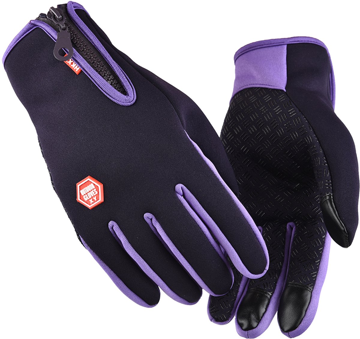 Qelus Touchscreen Handschoenen Winter - Waterdicht en Winddicht met Regelbare Rits- Ski en Snowboarden - Thermische Winterhandschoenen Voor Heren en Dames - Paars - Maat XL