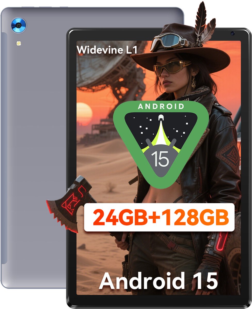Hotlight C107 - Android 15 Tablet - 10.1 inch - 24(4+20)GB RAM/128GB ROM– 5000mAh - Grijs