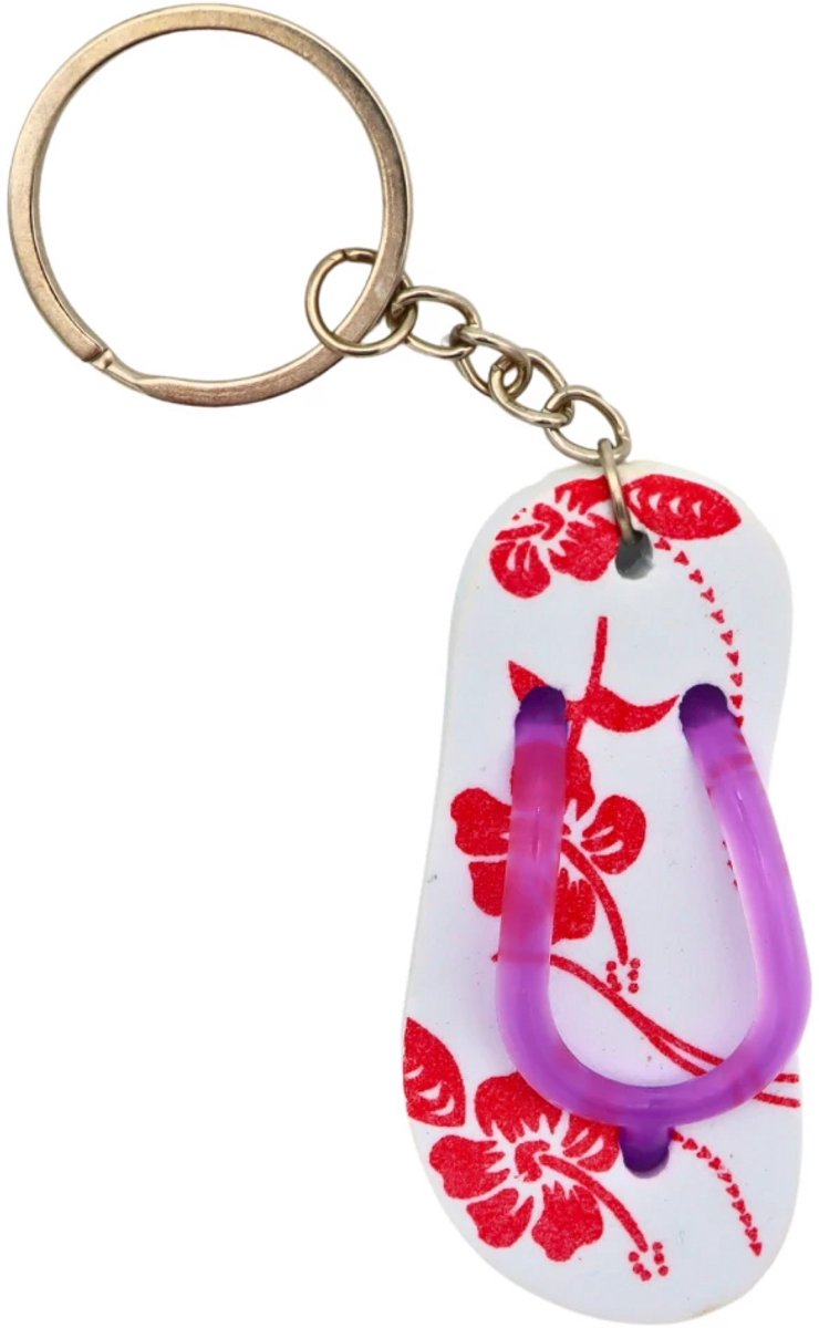 Sleutelhanger Badslipper Wit – Flip Flop Keychain – Strand & Beach – Accessoire Sleutelbos, Sleutels & Tas | Cadeau voor Kinderen & Volwassenen