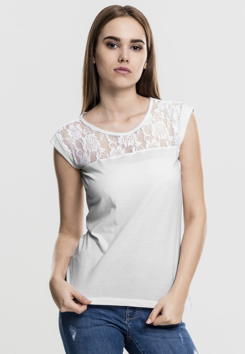 Urban Classics Laces Dames T-shirt L Wit