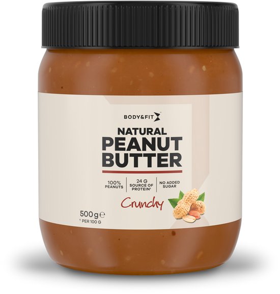 Body & Fit Natural Crunchy Peanut Butter - 100% Pindakaas - Pindapasta - 500 gram