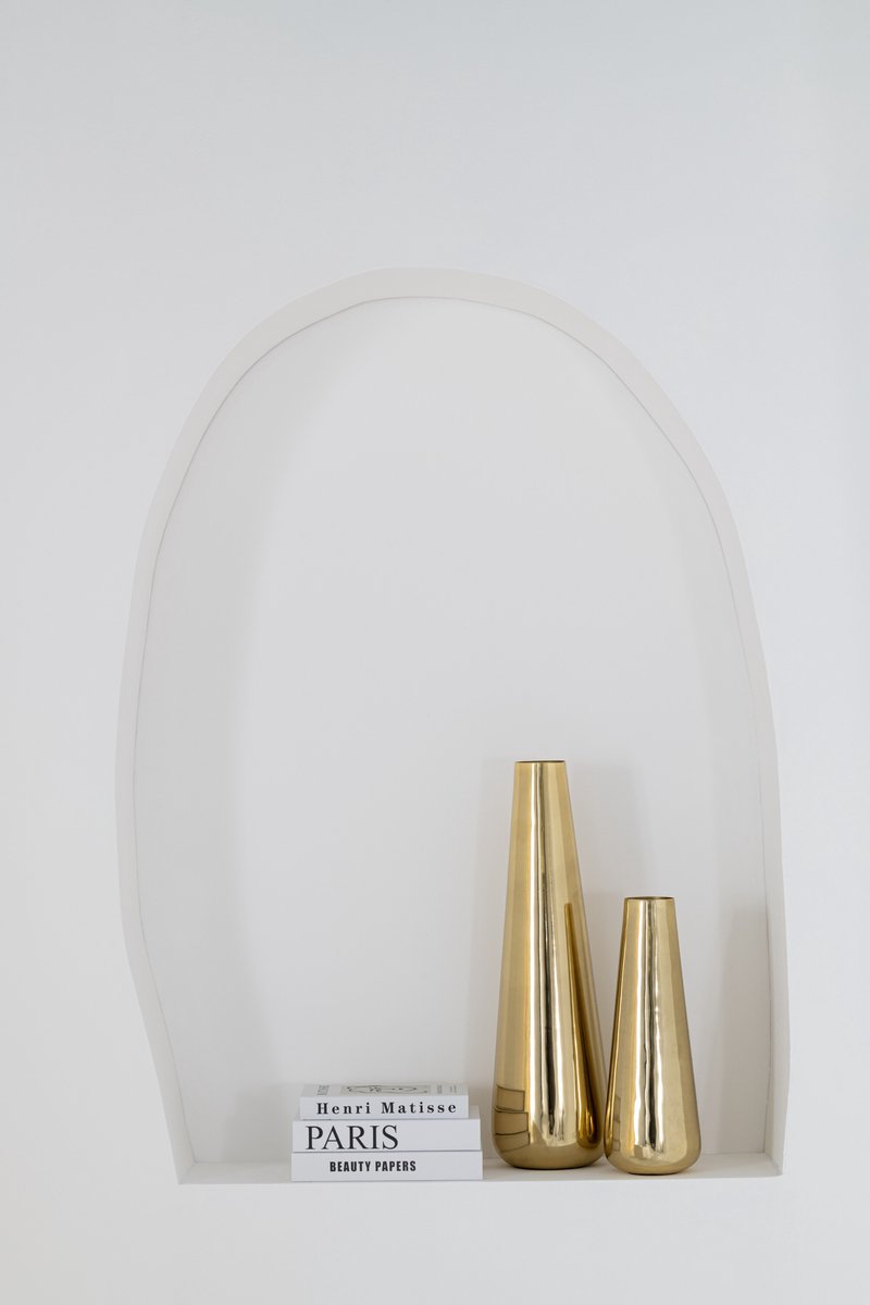 J-Line vloervaas Blad - aluminium - goud - small