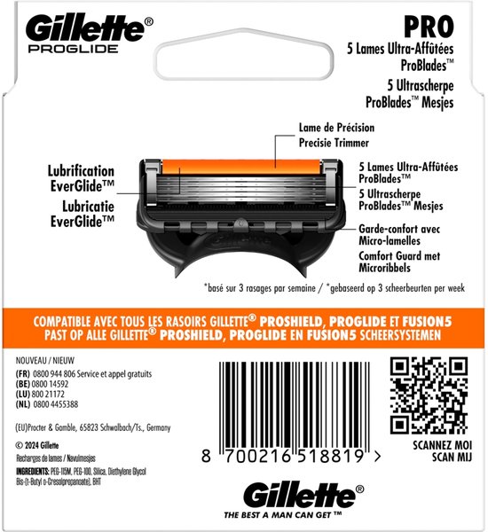 Gillette - ProGlide - 8 Stuks - Precisie Trimmer - Comfort Guard met Microribbels