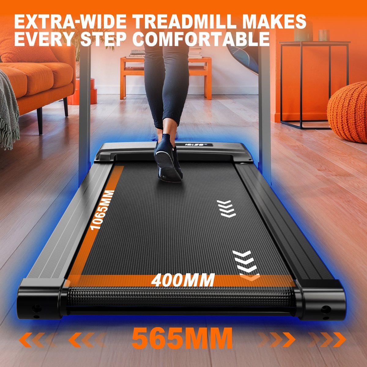 Afbeelding 2 van MettleMatic loopband voor thuis - 4-in-1 Opvouwbare loopband - 2,5 pk motor tot 12 km/u - dubbel LED-display - 12 programma's en APP-compatibel - draagvermogen van 120 kg