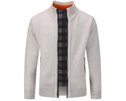 Allthemen Heren Opstaande Kraag Cardigan - Rits Warme Effen Trui - XL