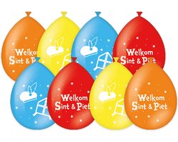 BTH - Latex Ballonnen - Welkom Sint & Piet - Rood-Oranje-Geel-Blauw - Ballonnen - Sinterklaas - Sinterklaas Decoratie
