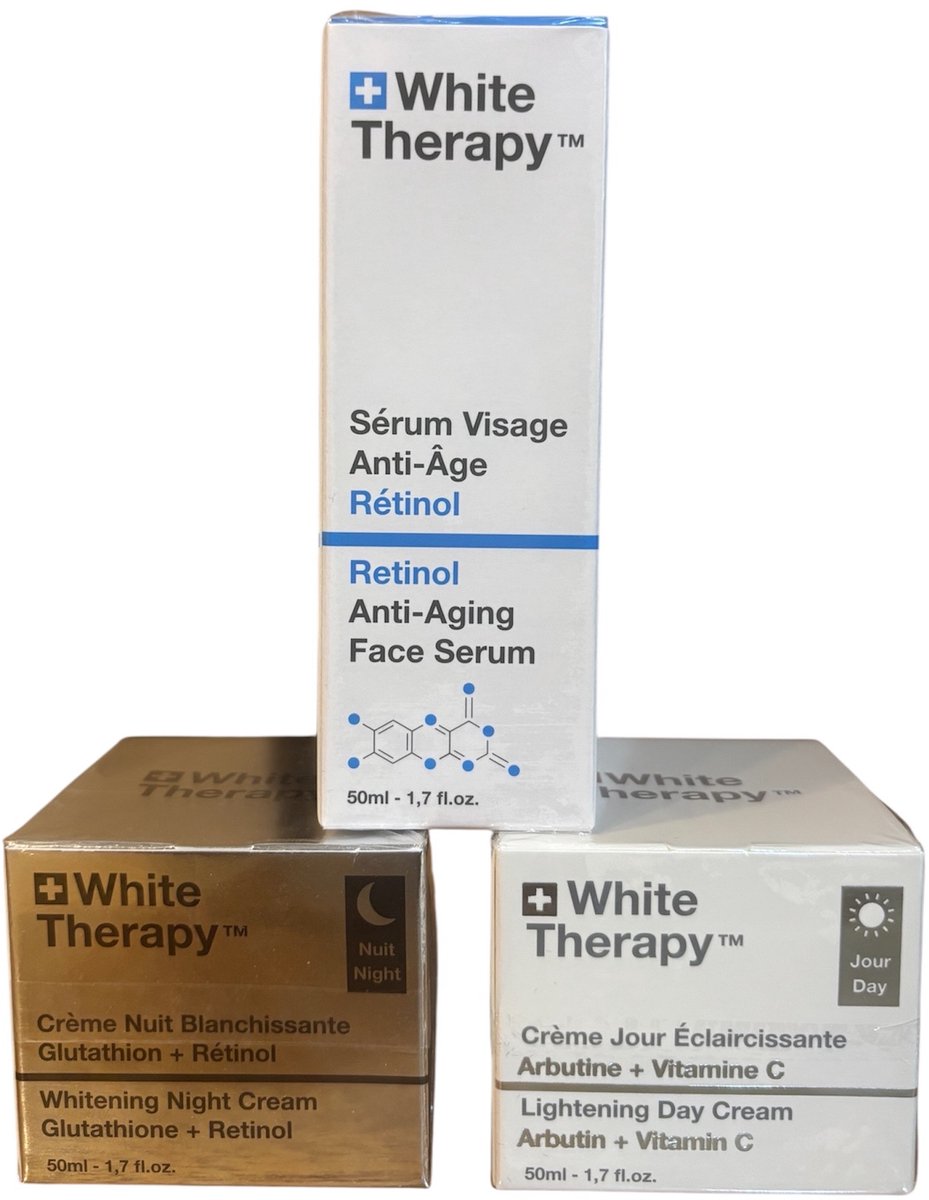 White Therapy Promo Pack – Dagcrème, Nachtcrème & Retinol Anti-Aging Serum (50 ml)