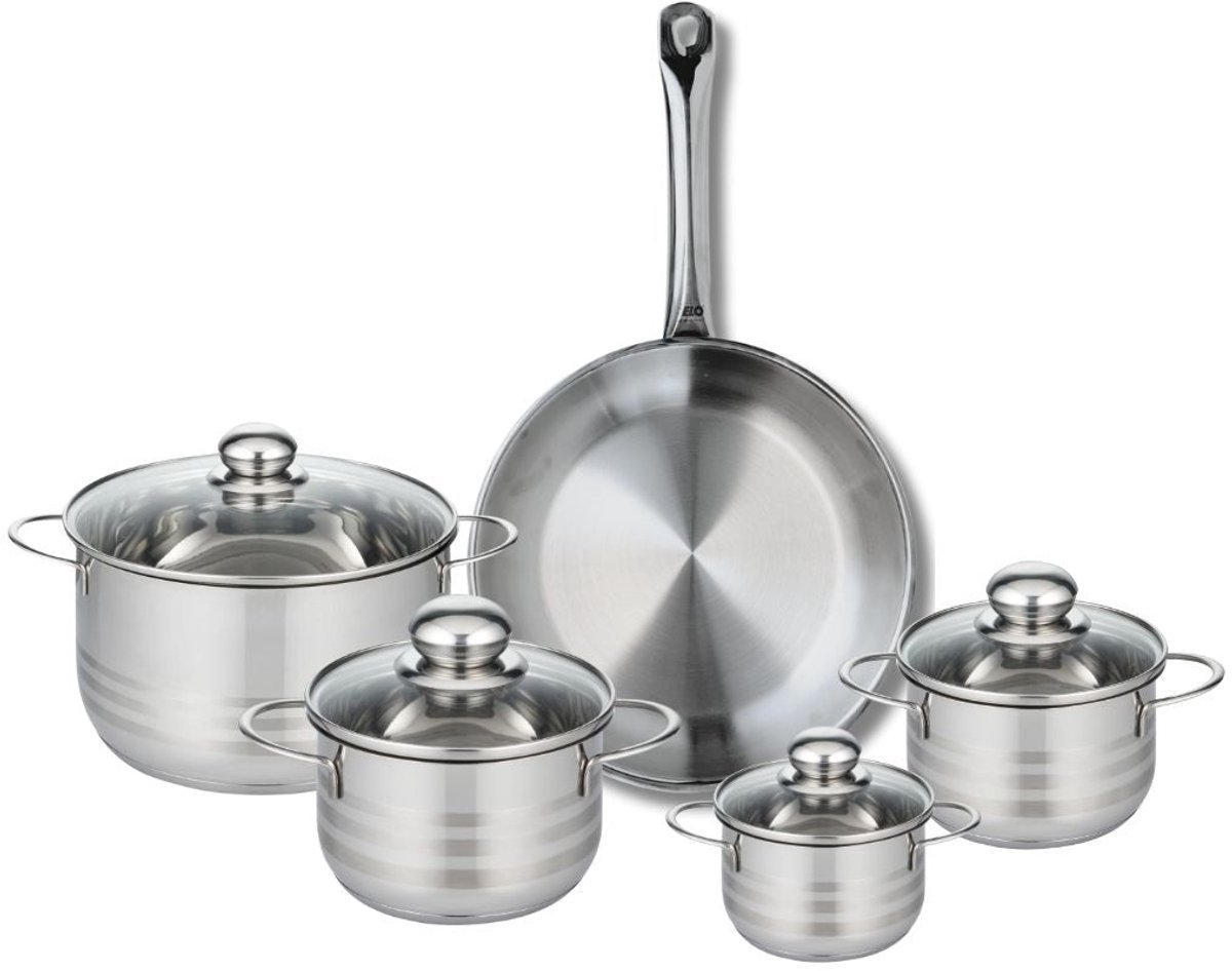 Set van 1 Koekenpan 28 cm en 4 kookpotten 12, 14, 16 en 20 cm Elo Profi Brillant