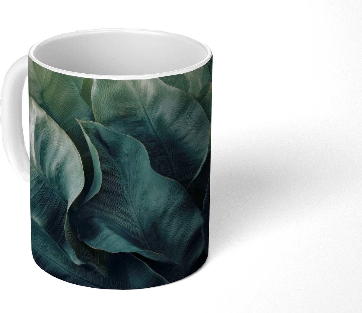 Mok - Koffiemok - Groen - Bladeren - Glad - Nerven - Mokken - 350 ML - Beker - Koffiemokken - Theemok