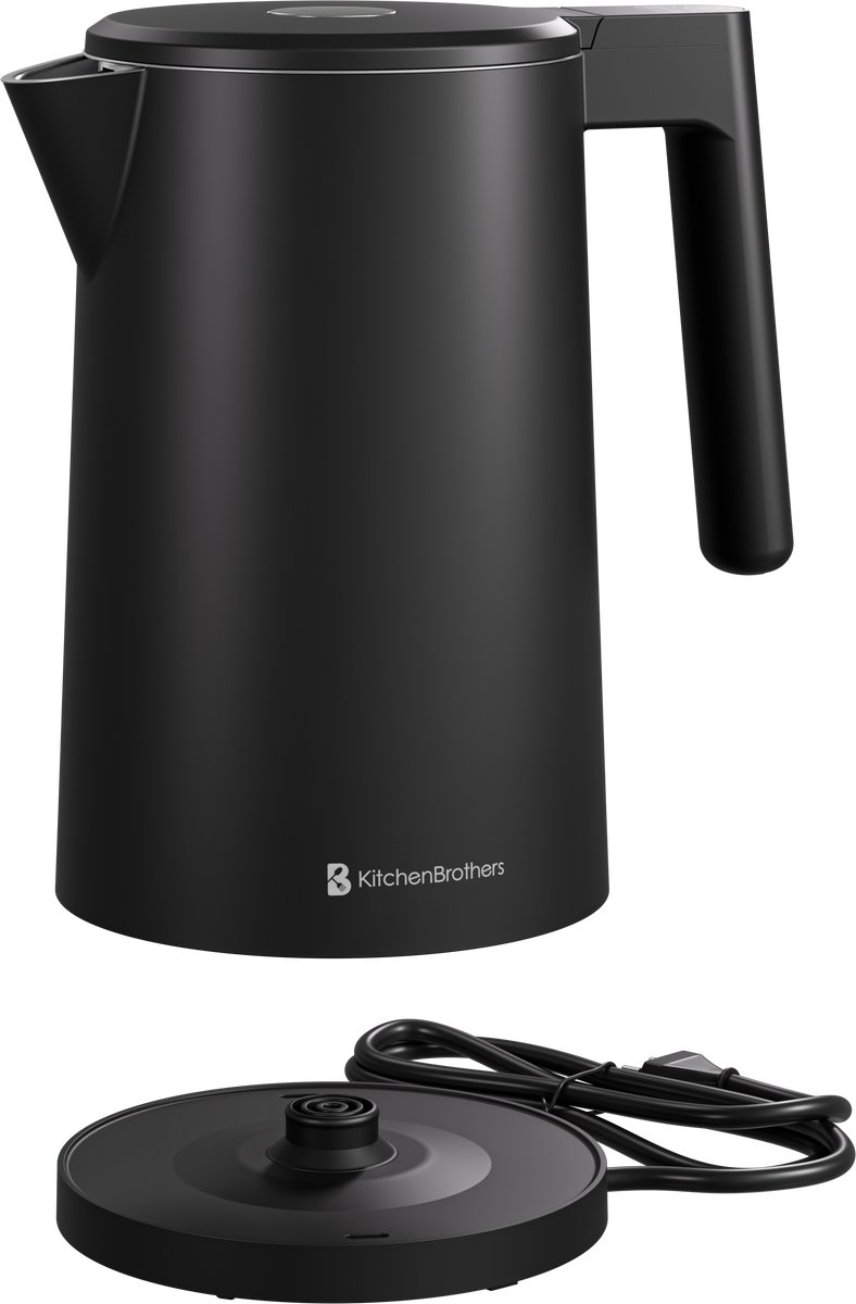 KitchenBrothers Waterkoker - 1.7L - Met Temperatuurregeling - PFAS- & BPA-vrij - Warmhoudfunctie - Display - Dubbelwandig - 2200W - Zwart – foto 5